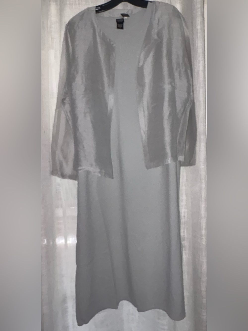 Eileen Fisher Elegant Two-Piece Dress Set in Dove Gray, Vintage